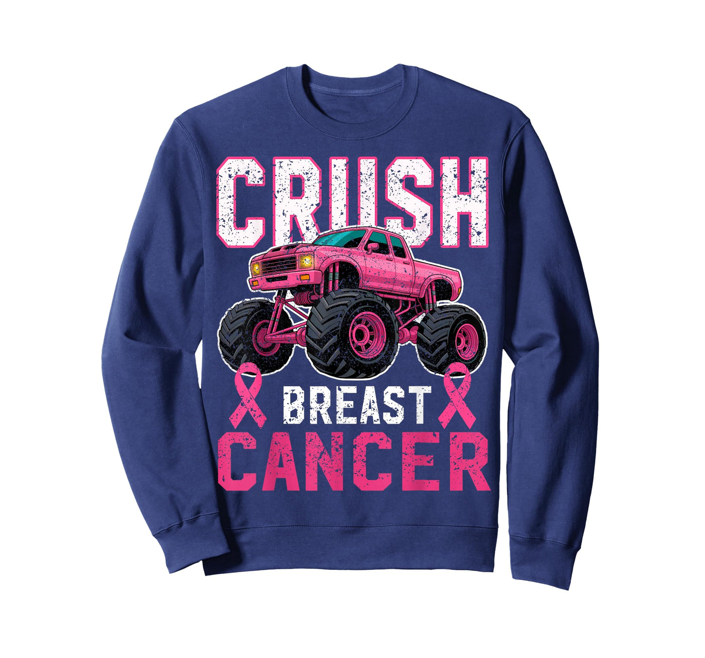 Crush Breast Cancer Pink Monster Truck Boys Kids Toddler T-Shirt