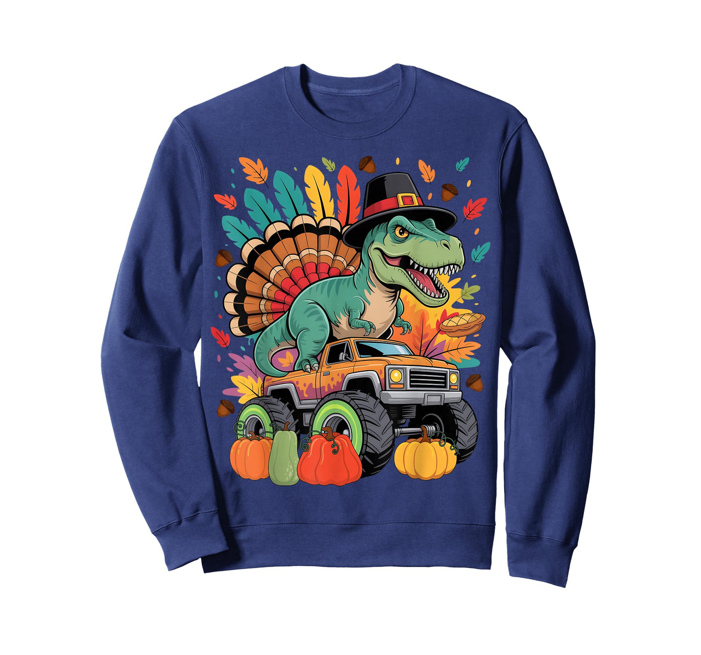 Turkey Dinosaur Monster Truck Thanksgiving Boy Toddler Kid T-Shirt