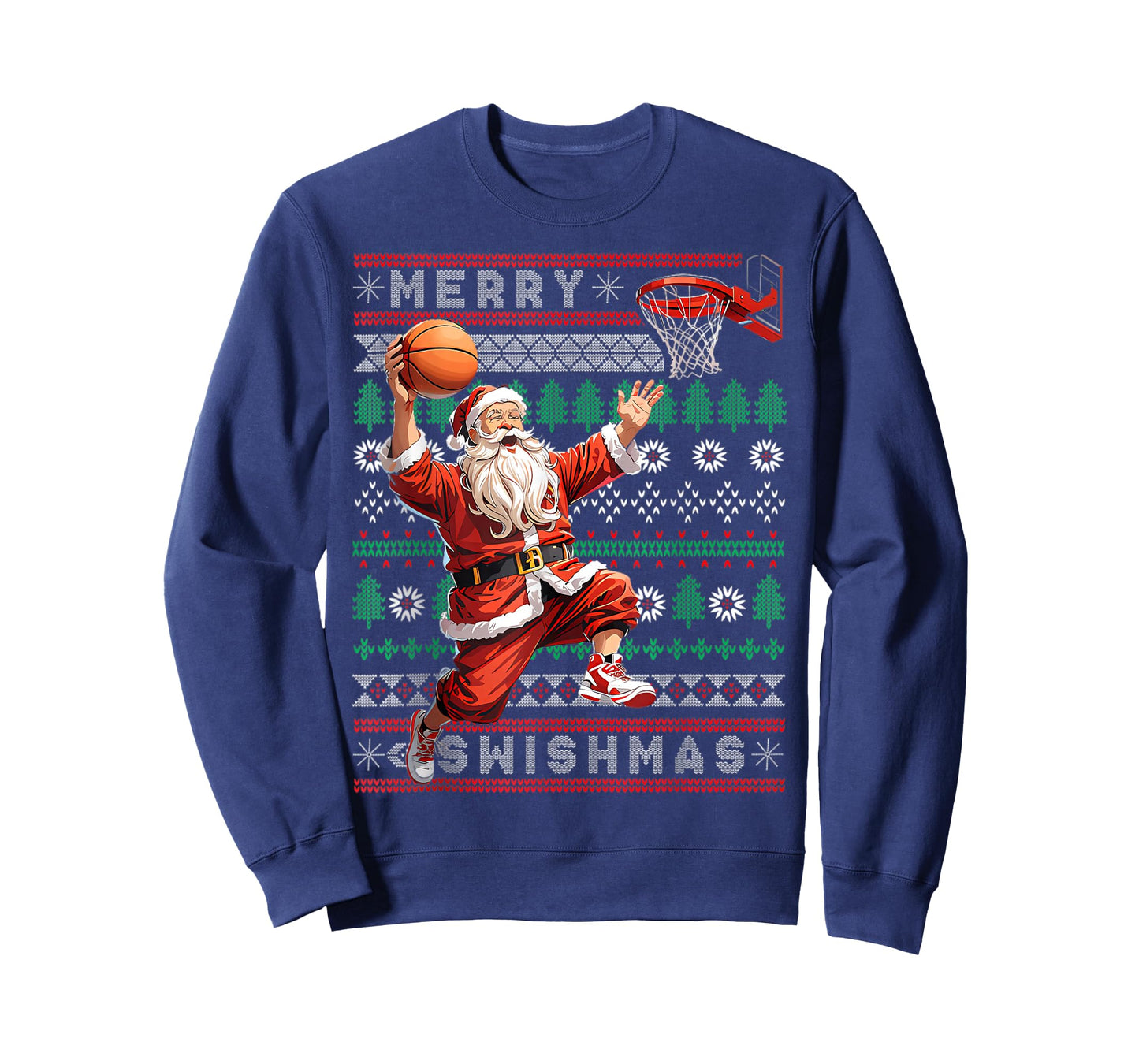 Merry Swishmas Basketball Ugly Christmas Xmas Men Boys Kids T-Shirt
