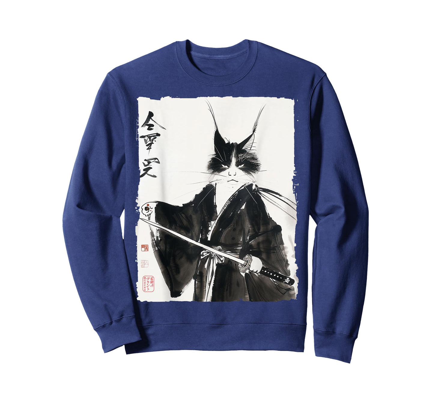 Samurai Cat Japanese Ink Art Vintage Warrior Katana Gift T-Shirt
