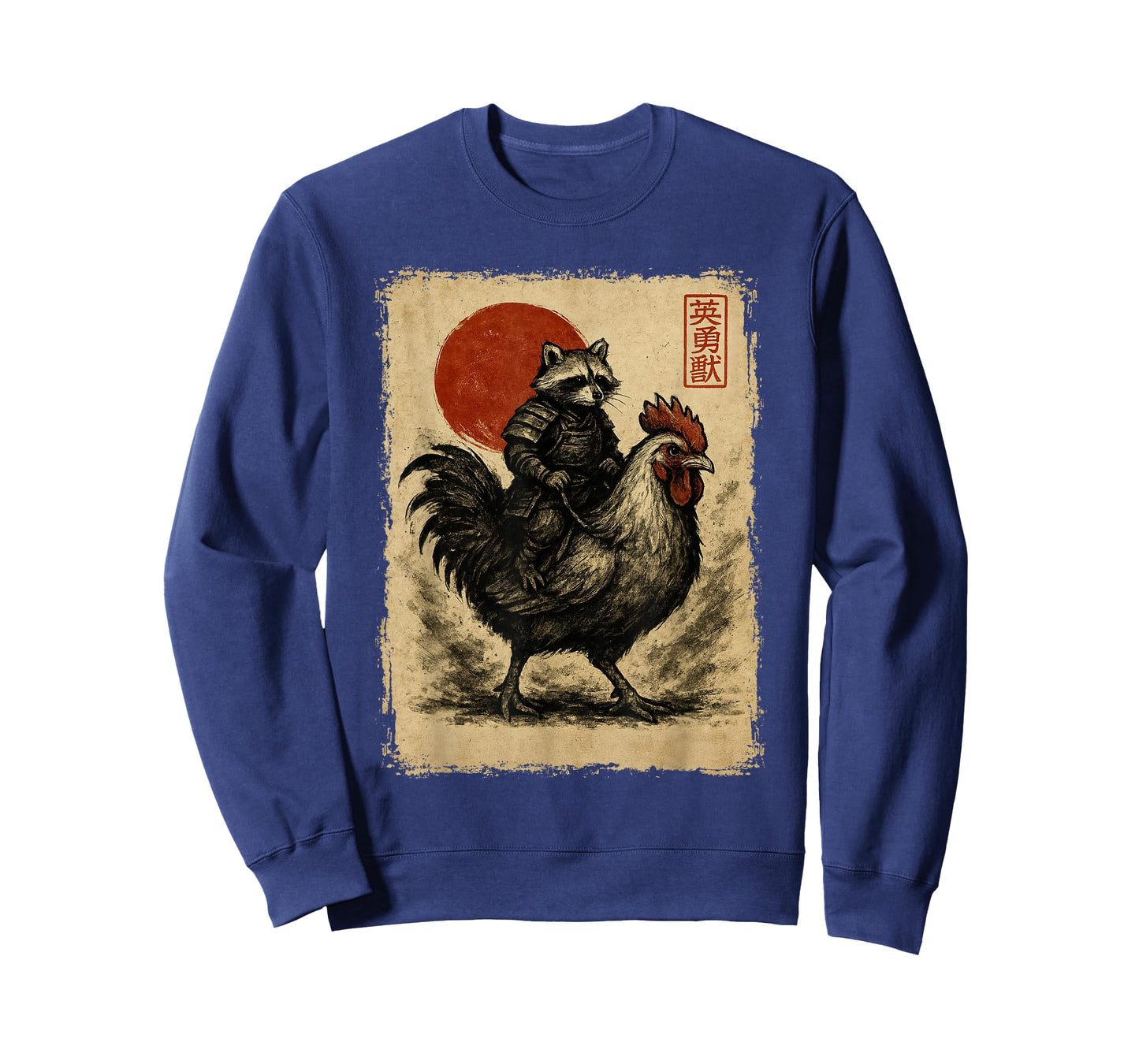 Funny Vintage Raccoon Rooster Chicken Japanese Ukiyo-e Art T-Shirt