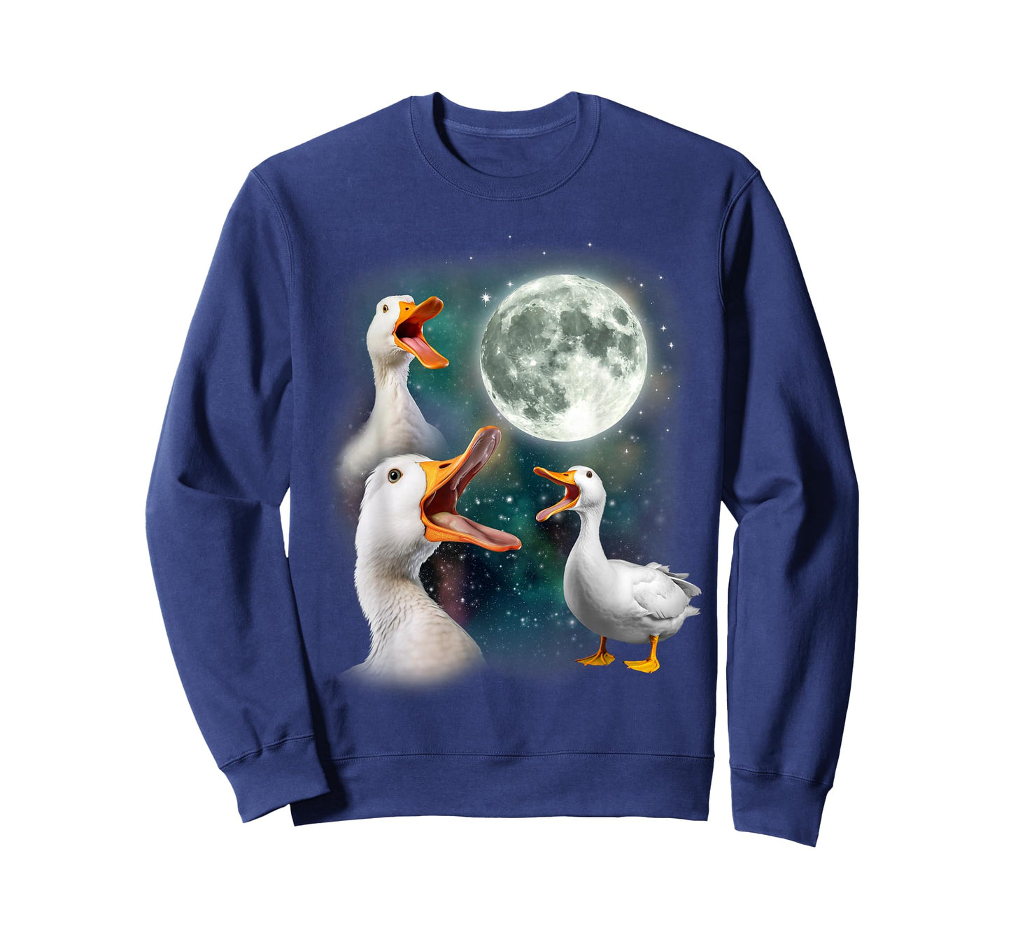 3 Ducks Howl At Moon | Funny Weird Cursed Pekin Duck Lover T-Shirt