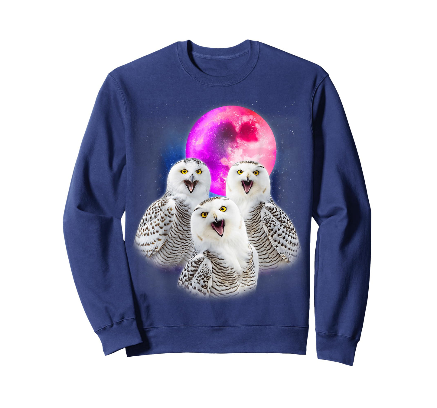 3 Snowy Owl Howling At The Moon Funny Owl Bird Lover Birder T-Shirt