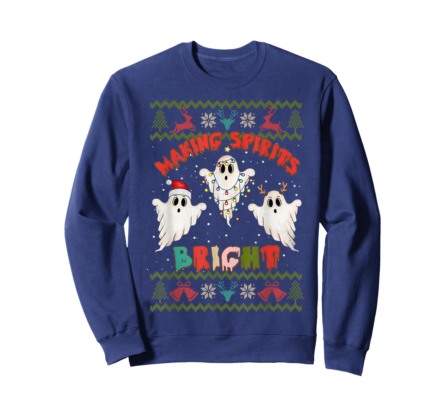 Making Spirits Bright Spooky Ugly Christmas Sweater T-Shirt