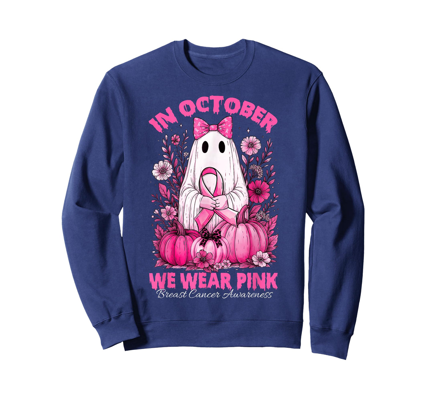 in October We Wear Pink Shirt Ghost Breast Cancer Awareness T-Shirt