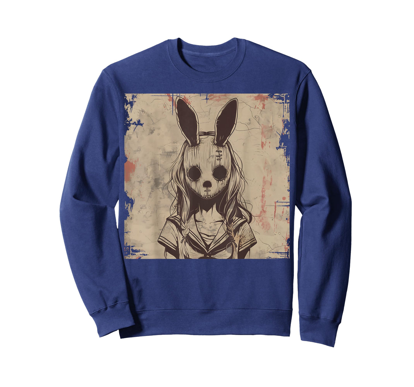 Goth Grunge Creepy Bunny Rabbit Mask Girl Anime Horror Art T-Shirt