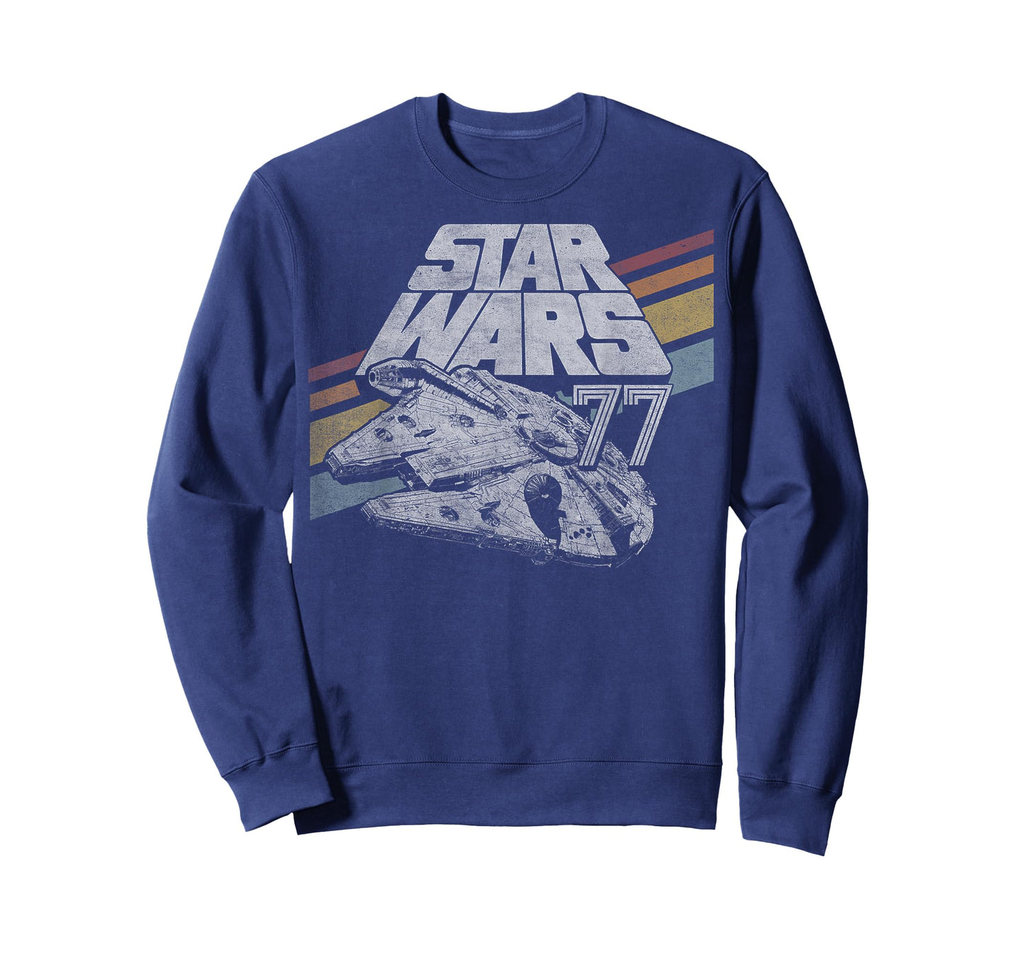 Star Wars Millennium Falcon 77 Retro Diagonal Stripe Disney+ T-Shirt