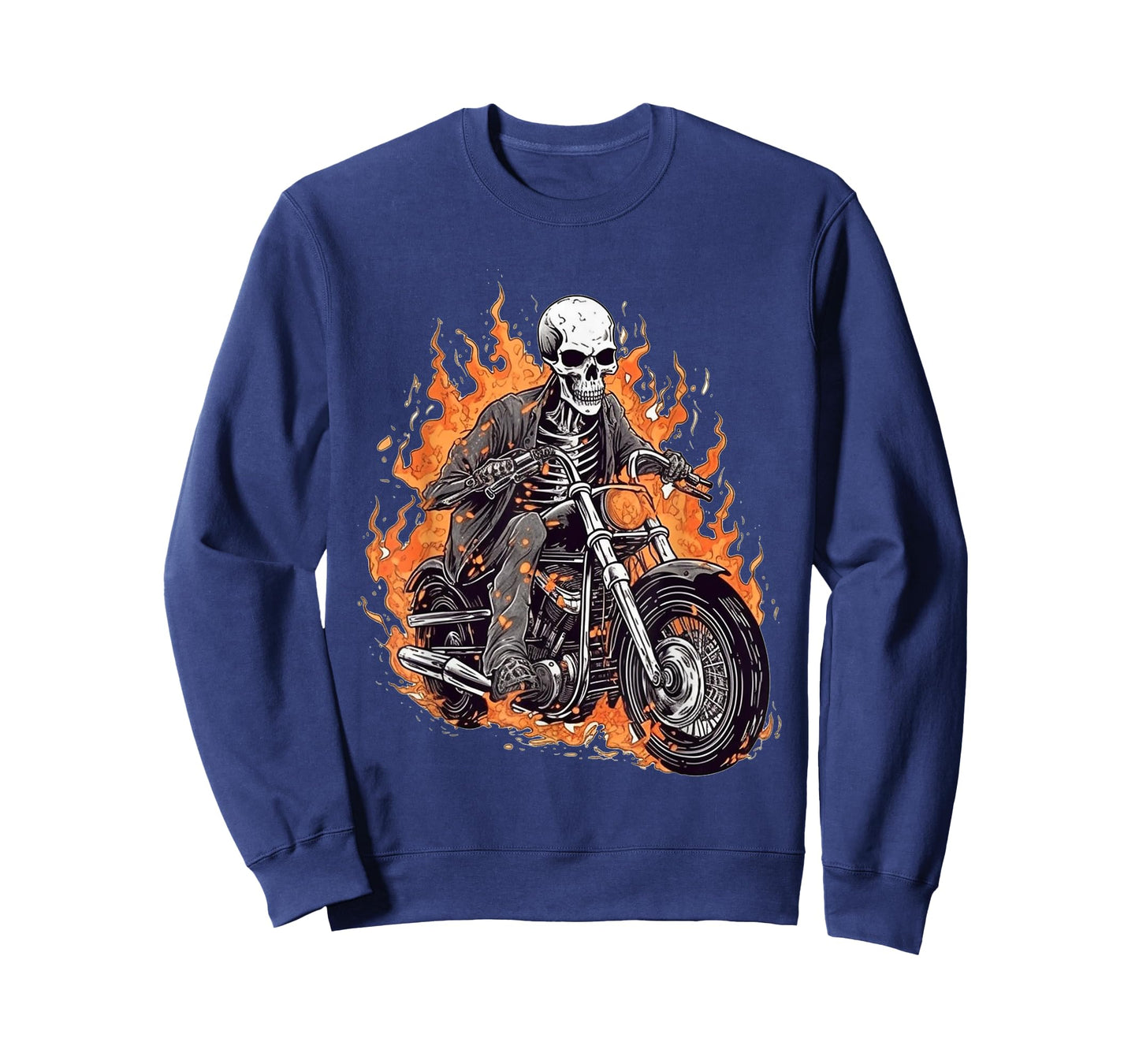 Skeleton Riding Motorcycle Halloween Costume Biker Men Boys T-Shirt