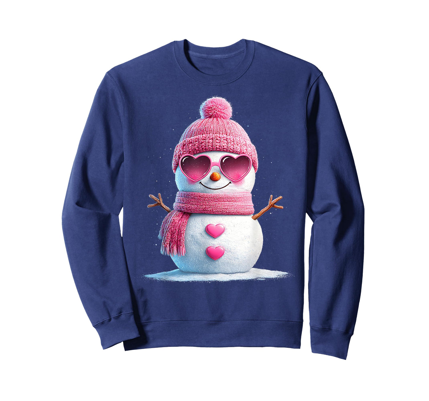 Pink Snowman Beanie Girly Merry Christmas Women Sunglasses T-Shirt