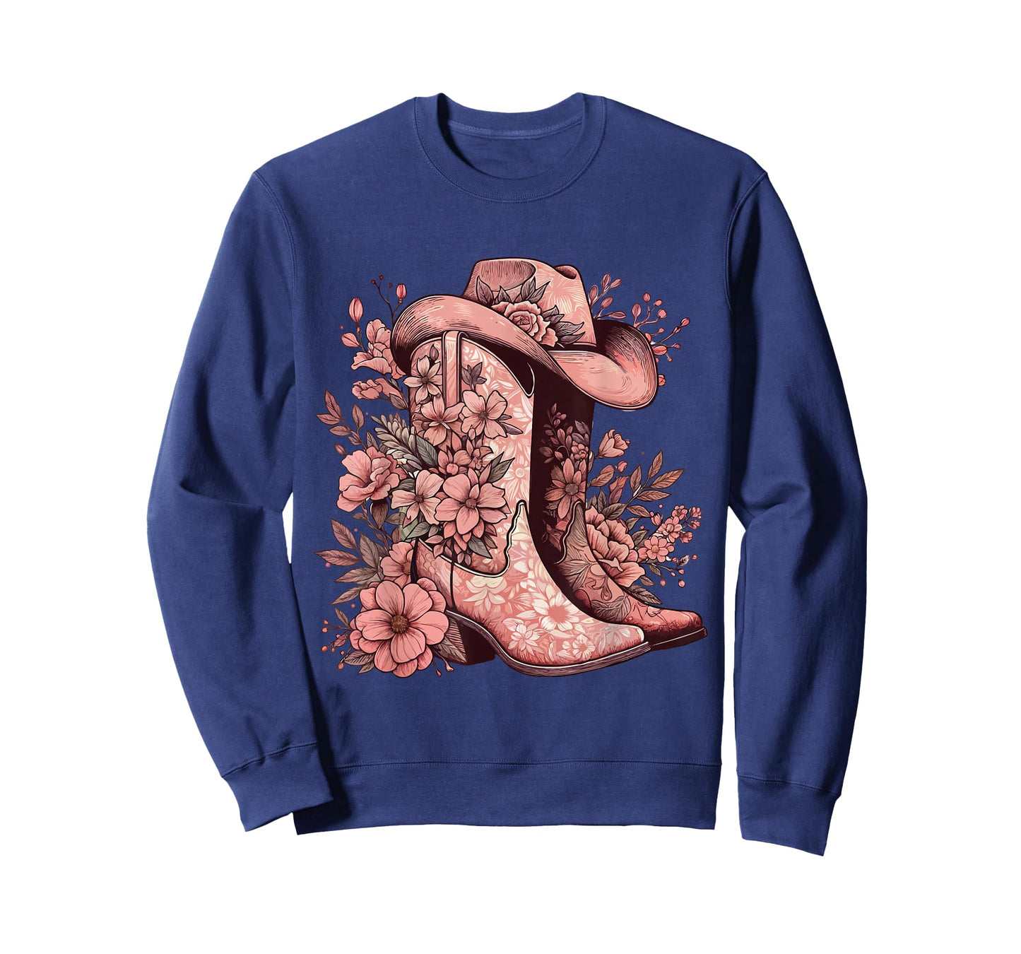 Boho Watercolor Cowgirl Boots Hat Floral Boots Western Boots T-Shirt