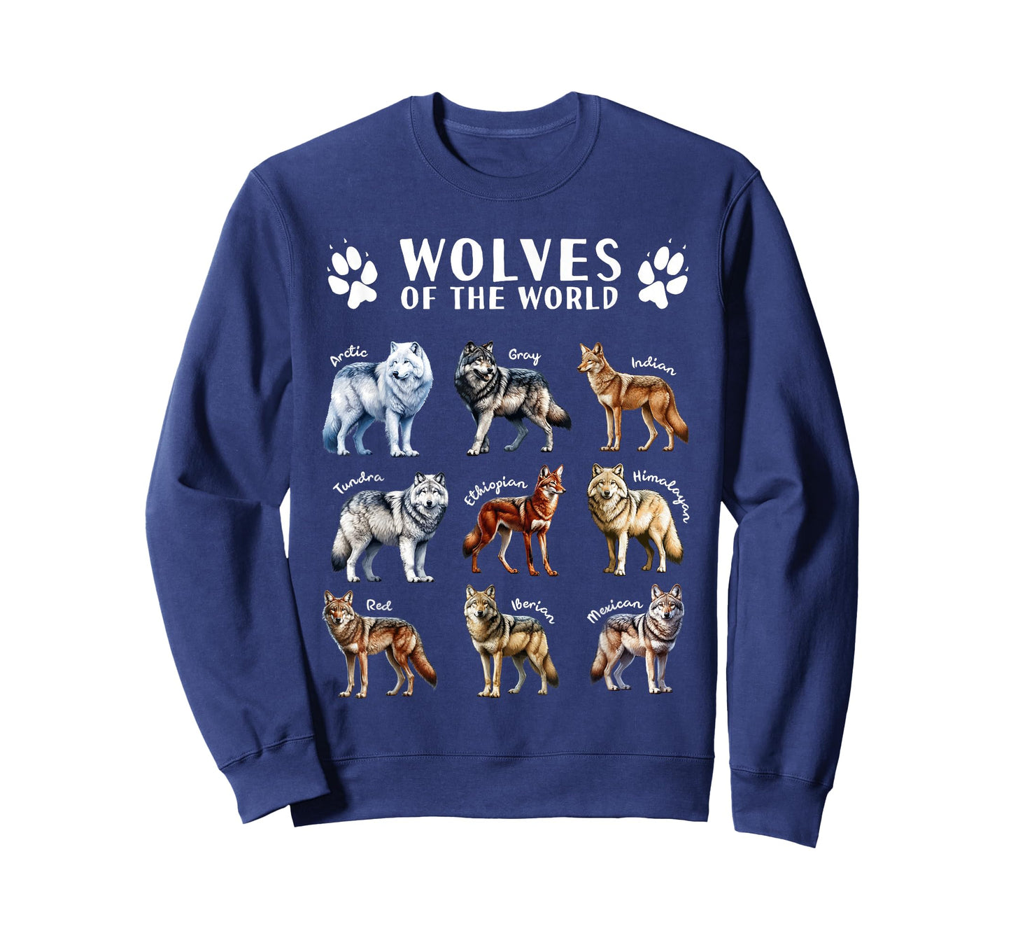Wolves of the World Educational Collection Wolf Types Animal T-Shirt