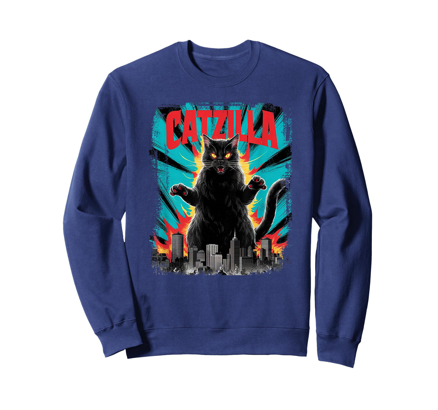 Catzilla Funny Cat Graphic Japanese Cityscape T-Shirt