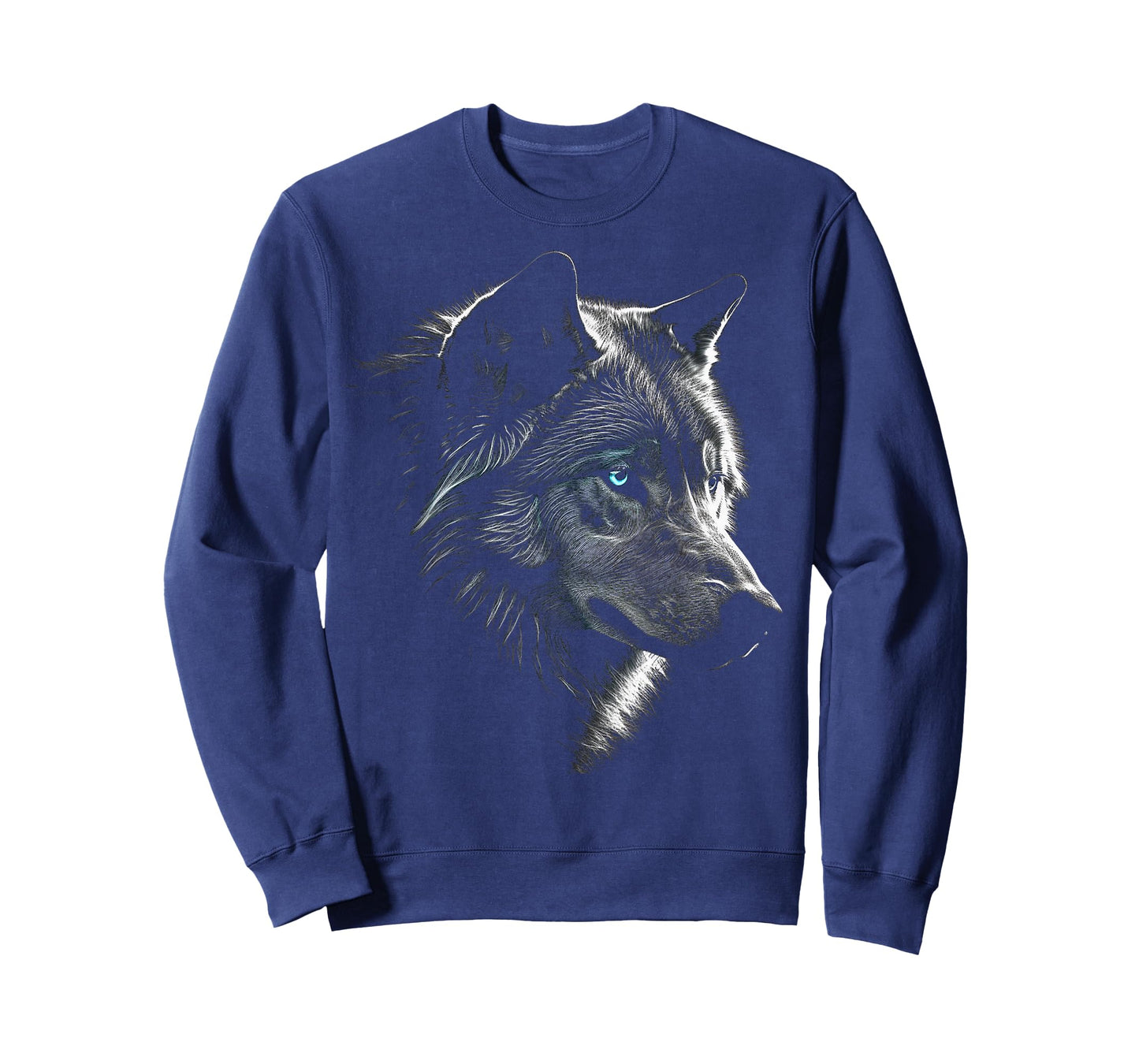 Wolf Portrait Blue Eyes - Artwork | Animal Motif Wolf T-Shirt