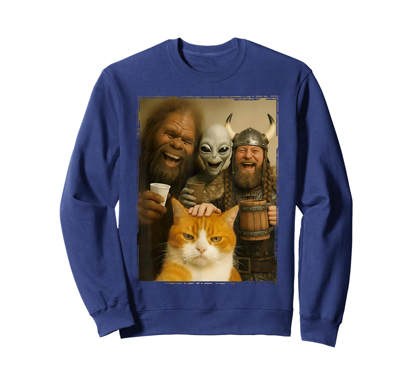 Cat Selfie with Bigfoot, Alien & Viking | Funny Cat T-Shirt