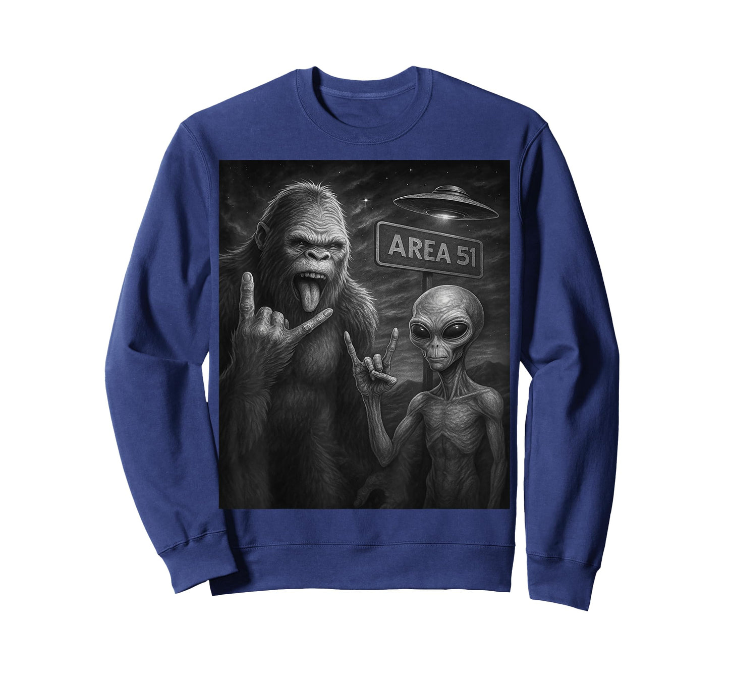 UFO & Rock On Area 51, Bigfoot and Alien Vintage Sasquatch T-Shirt