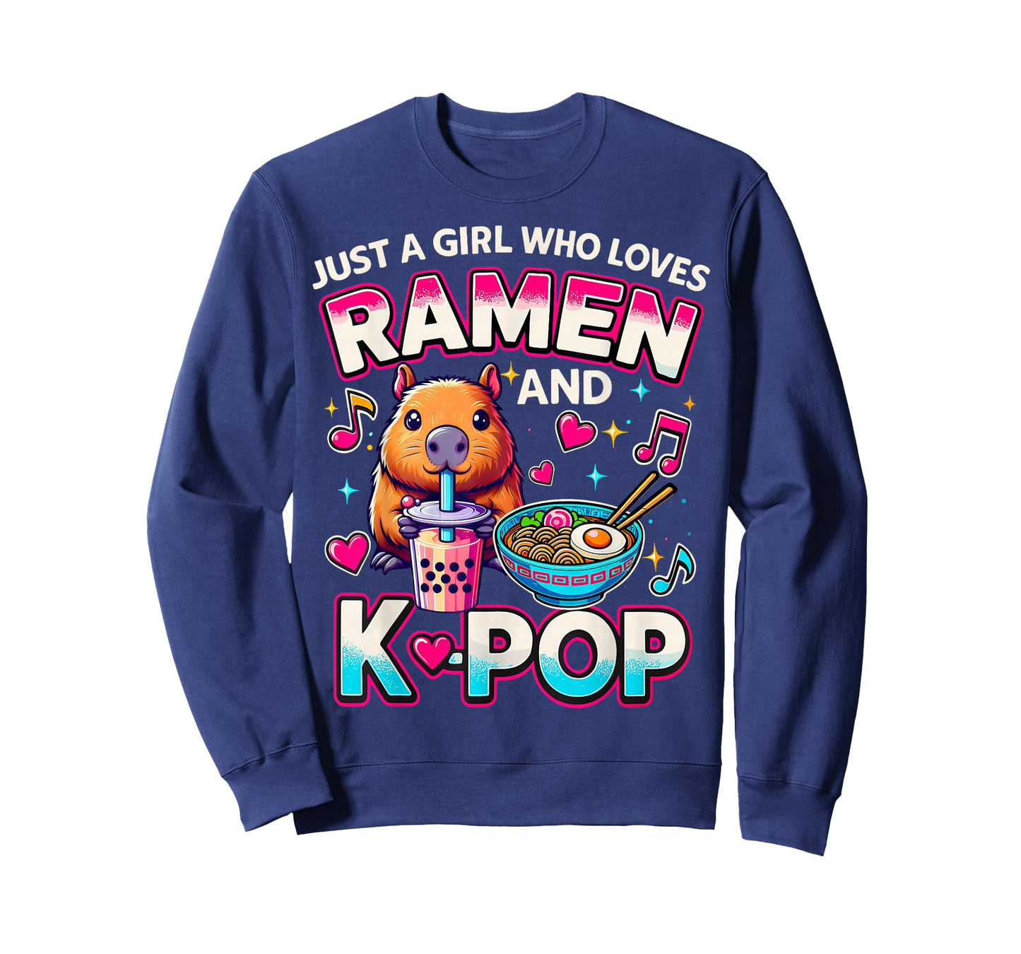 Kawaii Just A Girl Who Loves Ramen and Kpop Capy Girl Women T-Shirt