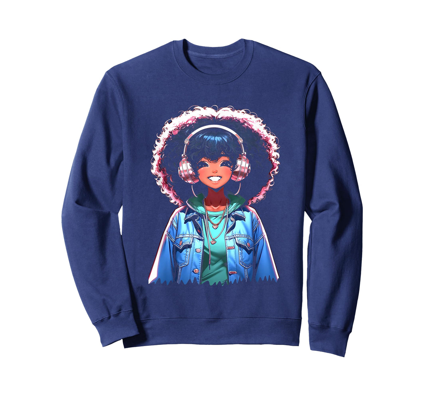 Anime and Music Black Girl Anime Merch Afro African American T-Shirt