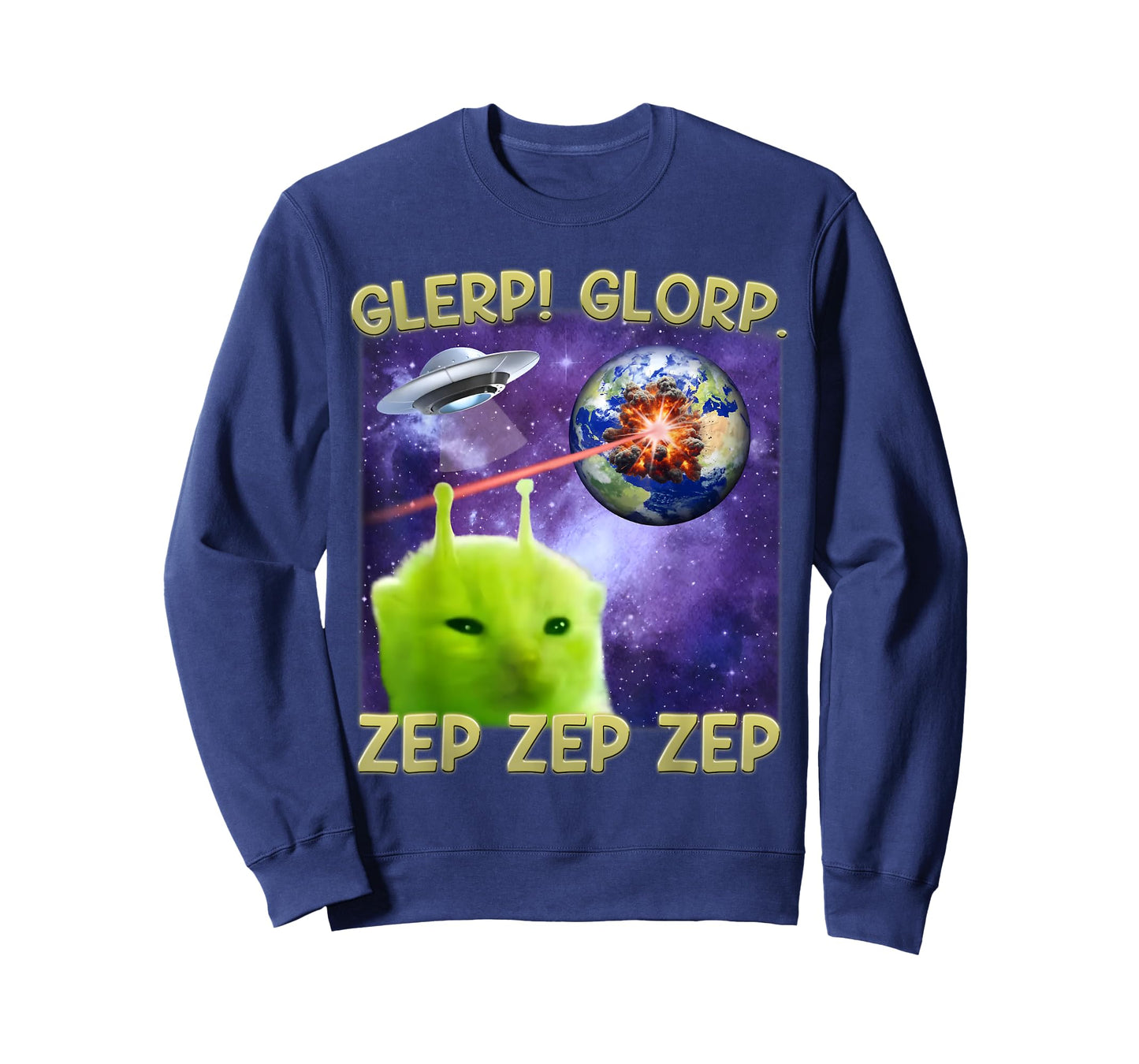 Glerp Glorp Funny Alien Cat Brainrot Dank Memes Men Women T-Shirt
