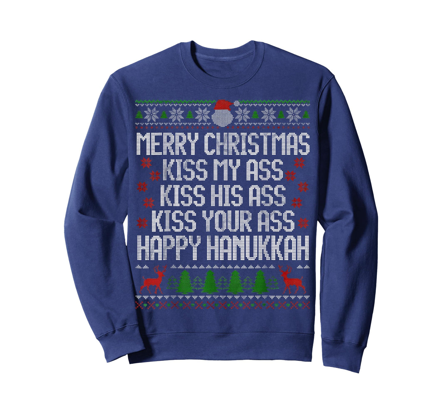 Funny Christmas Kiss My Ass Happy Hanukkah Humor T-Shirt