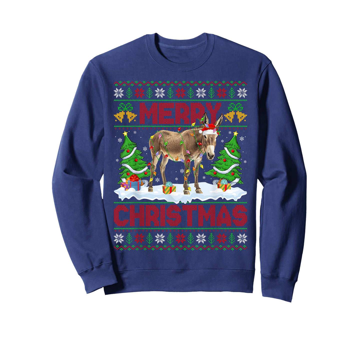 Donkey Mule Ugly Xmas Sweater Funny Animal Lights Christmas T-Shirt