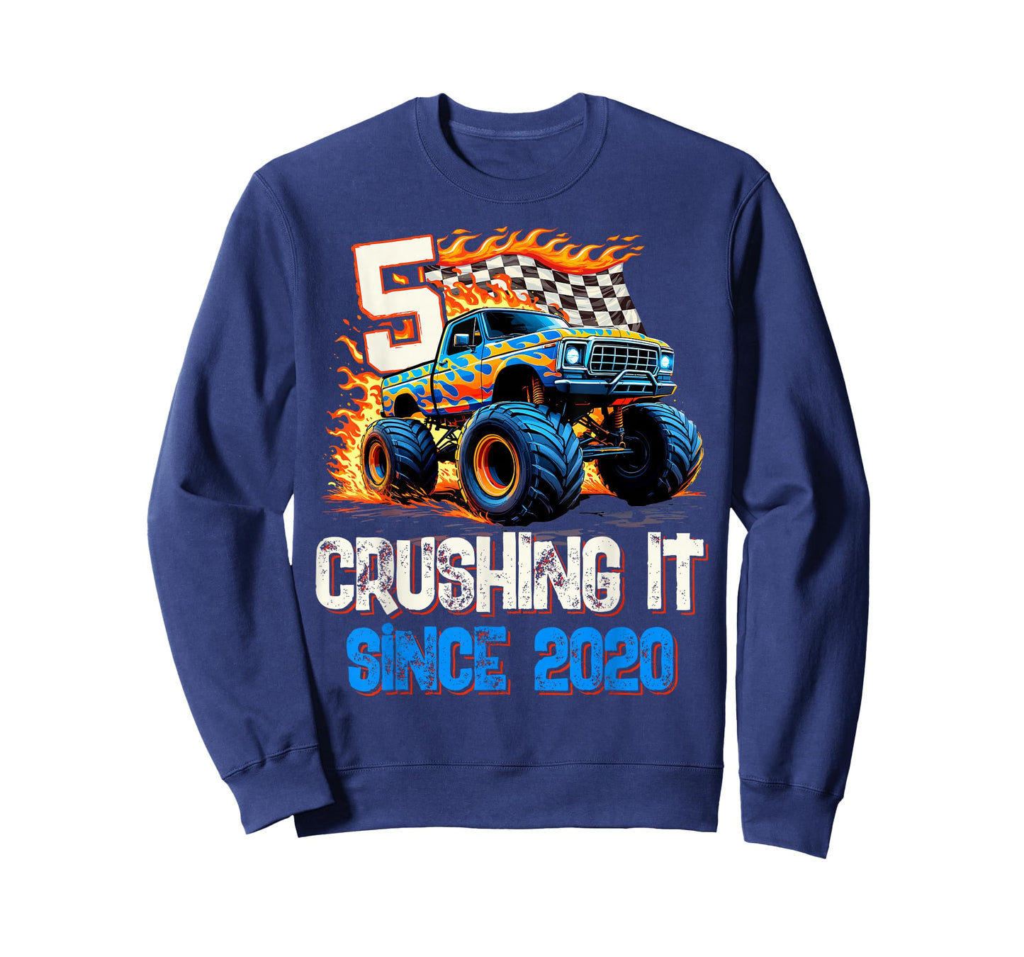 5 Crushing It Since 2020 5th Birthday Monster Truck T-Shirt