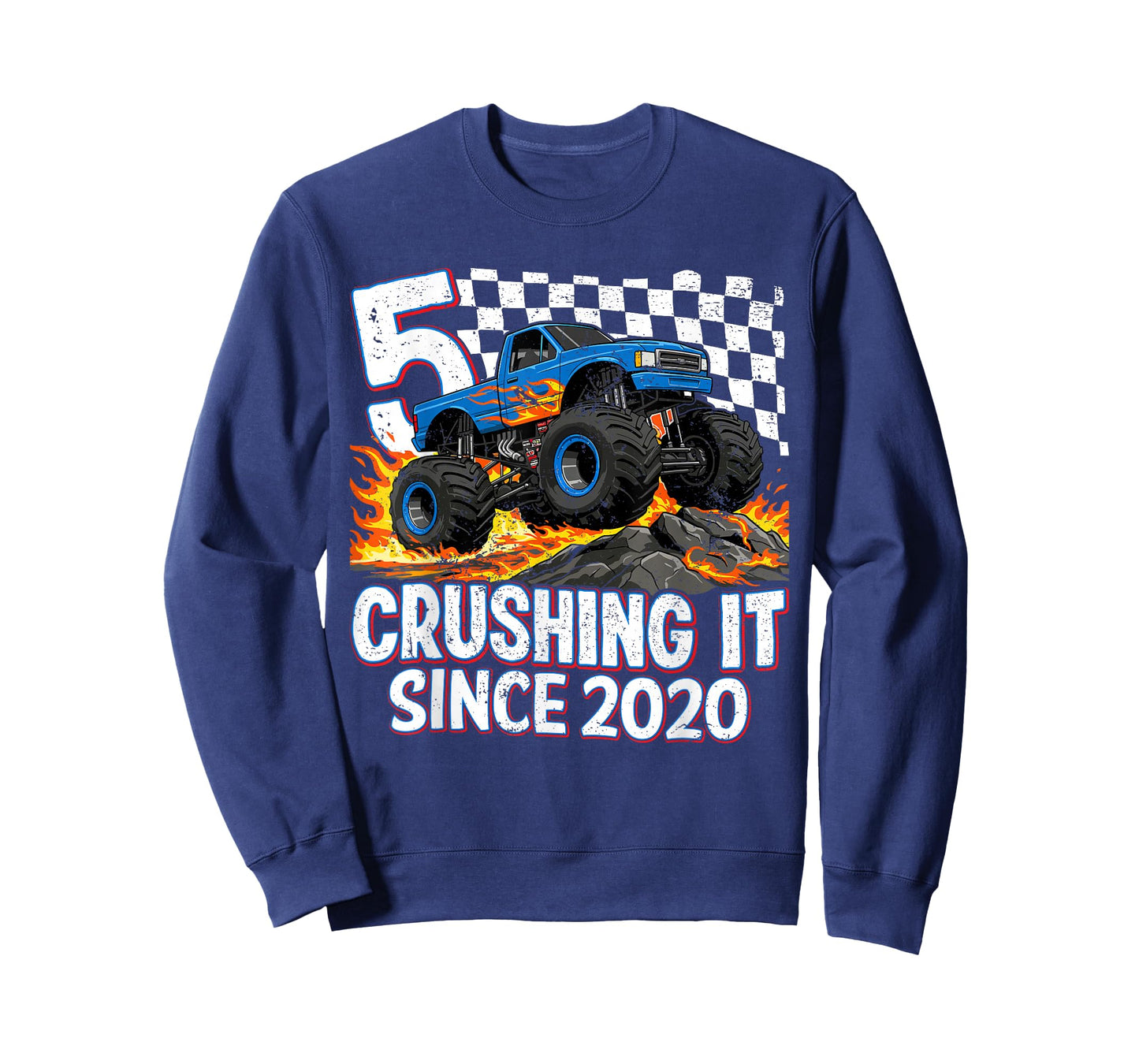 5th Birthday Monster Truck 5 year Old Boys Party Born 2020 T-Shirt