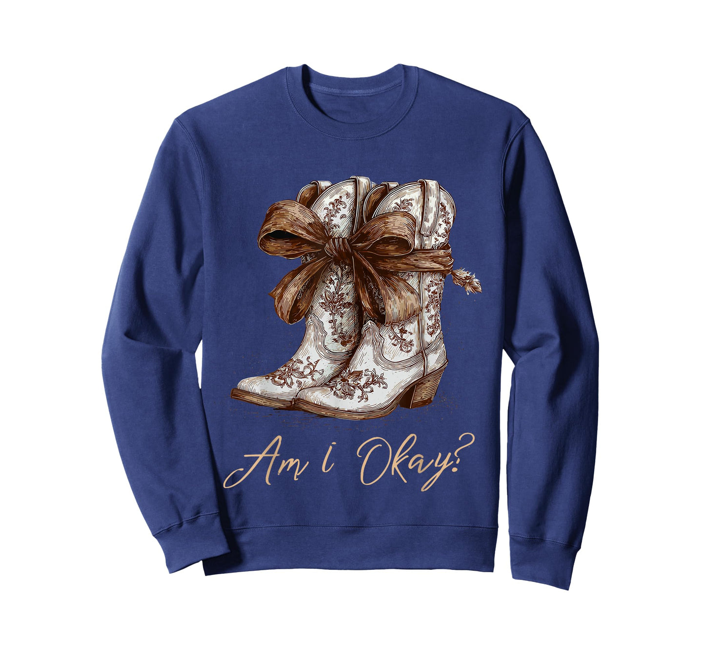 Am I Okay Boot Western Texas Cowgirl Coquette Bow Women Girl T-Shirt