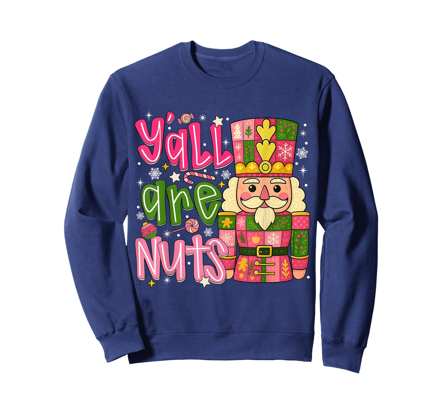 Y'all are Nuts Nutcracker Pink Christmas Funny Xmas Pajamas T-Shirt