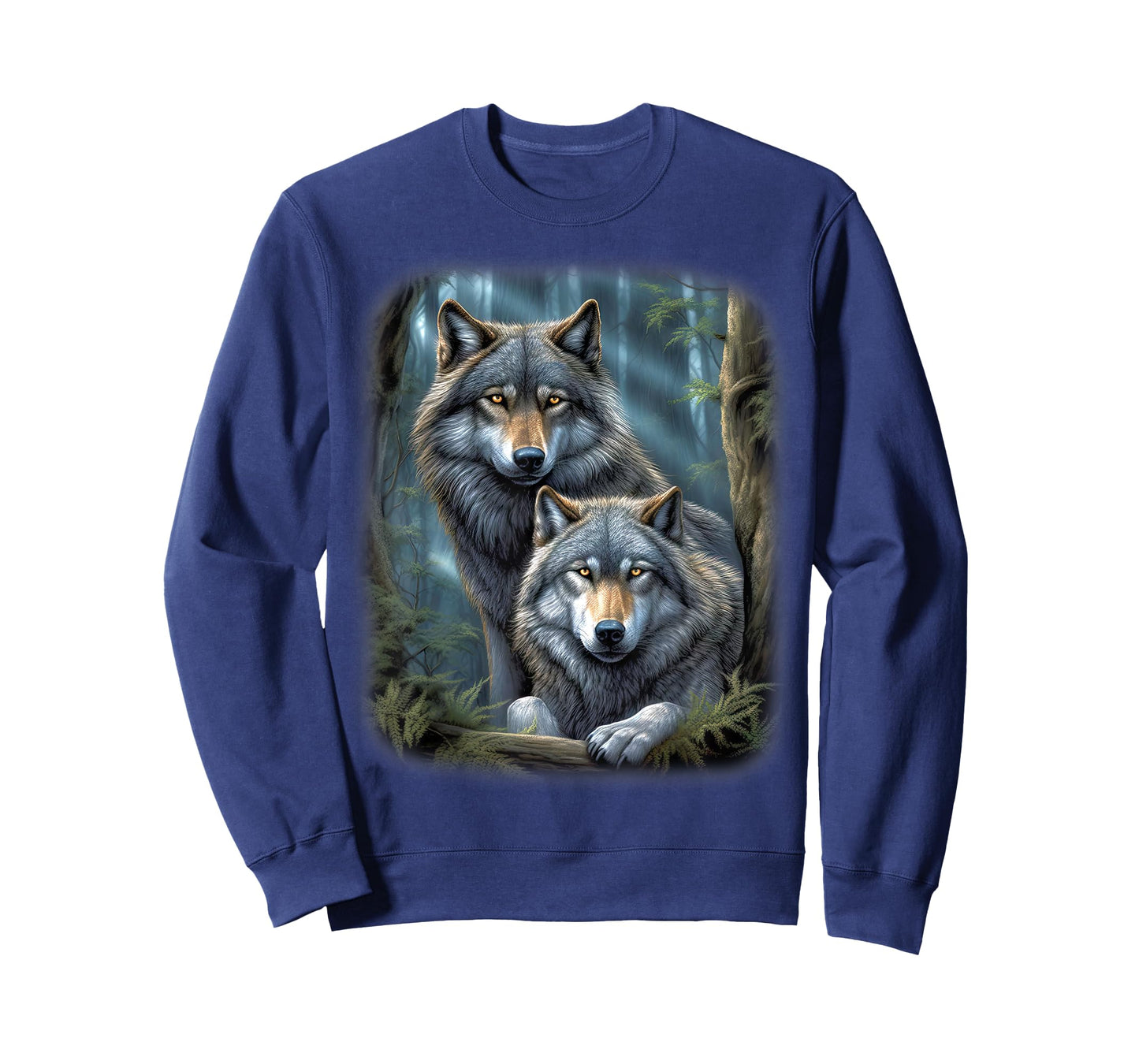 Wolf Wolves in Forest by Night Moon Fantasy Art Wildlife T-Shirt
