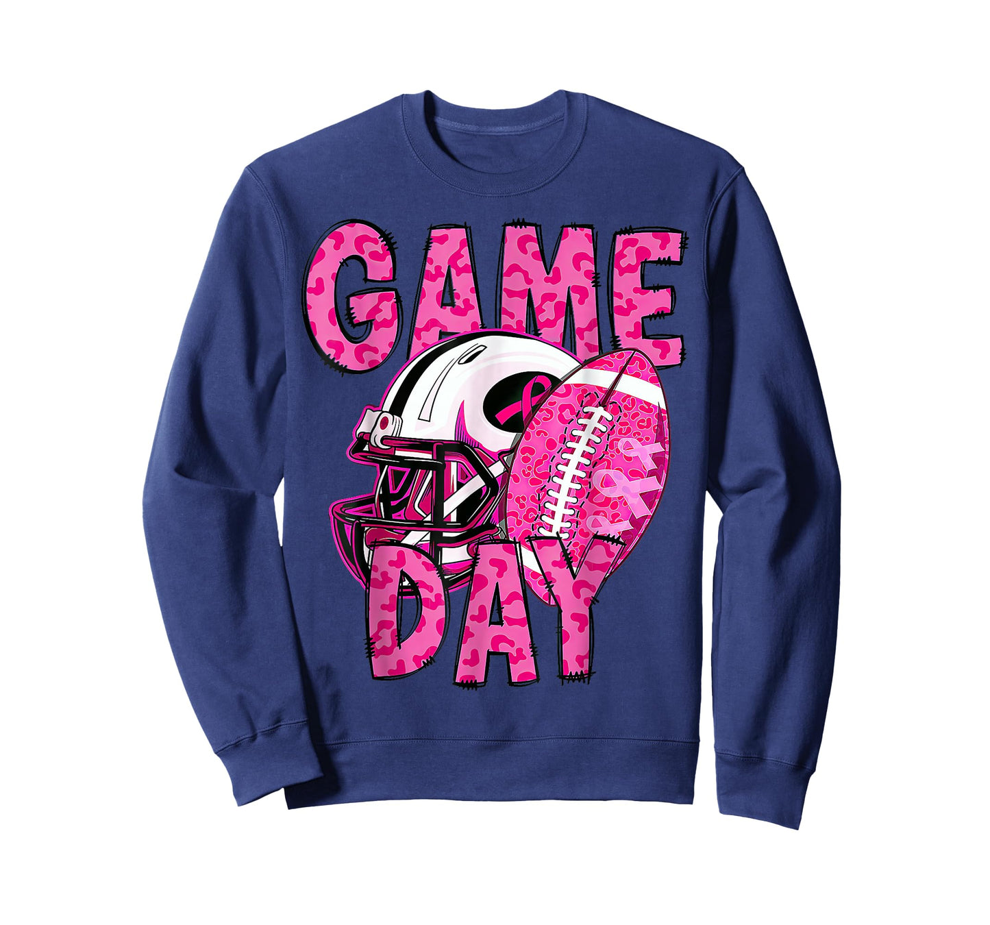 Leopard Game Day Pink American Football Breast Cancer T-Shirt