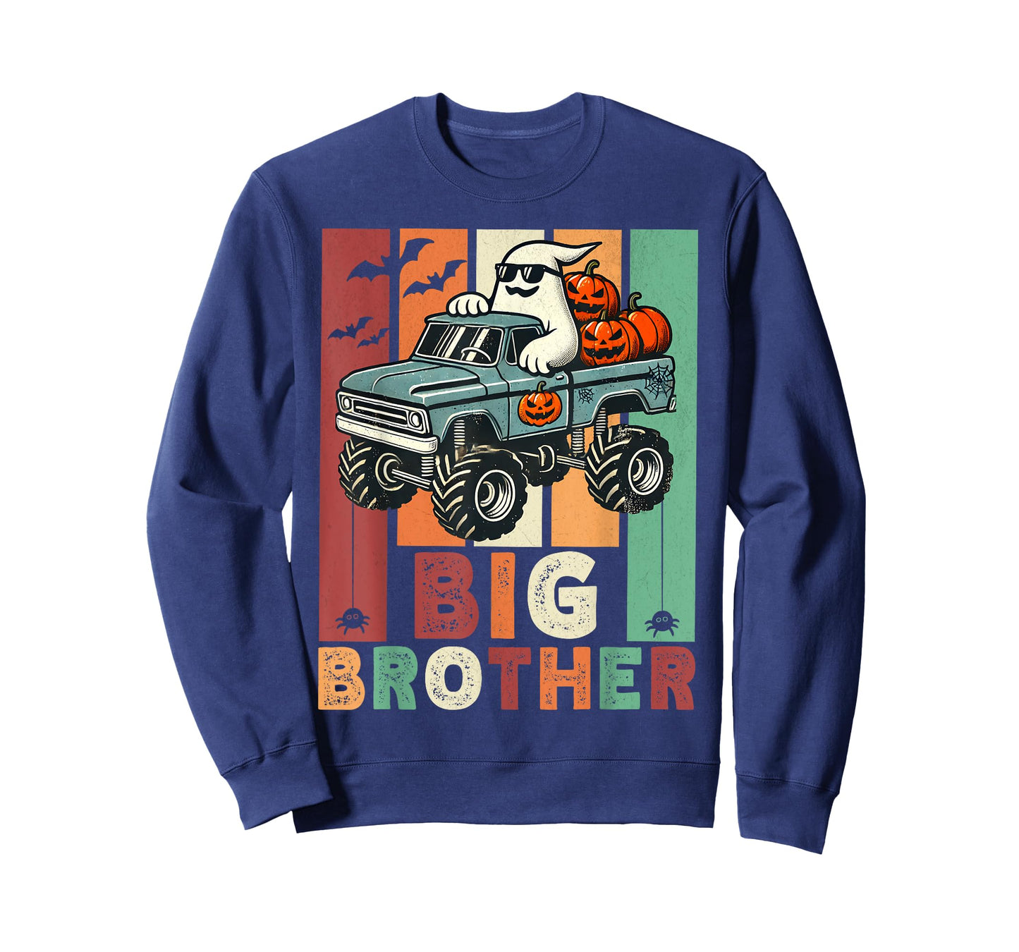 Vintage Ghost Monster Truck Halloween Big Brothers Pumpkins T-Shirt