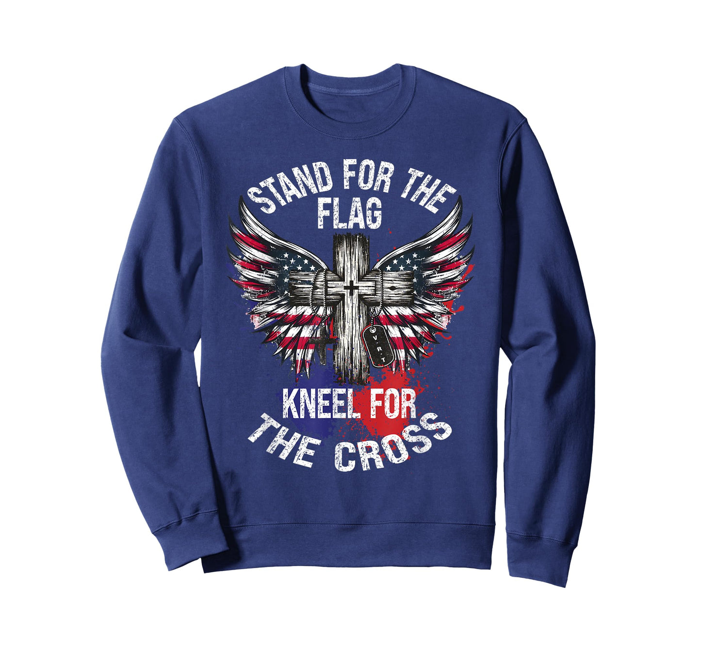 Stand for The Flag Kneel for The Cross US Patriotic Military T-Shirt