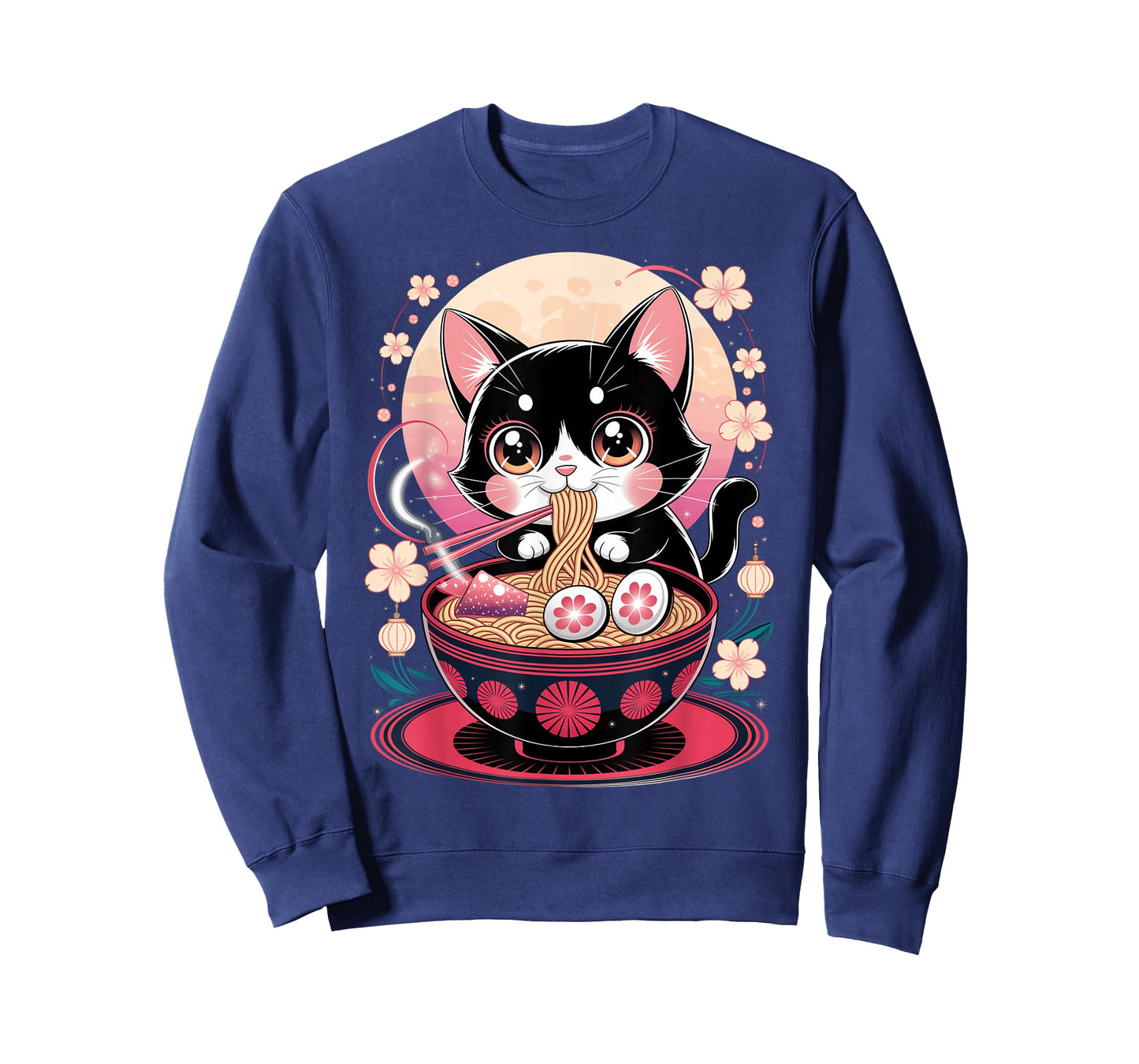 Japanese Anime Cat Ramen Kawaii Cat Eating Noodles T-Shirt