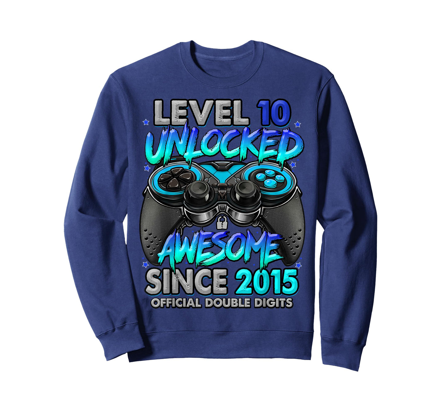 Level 10 Unlocked Awesome Since 2015 10th Birthday Gaming T-Shirt