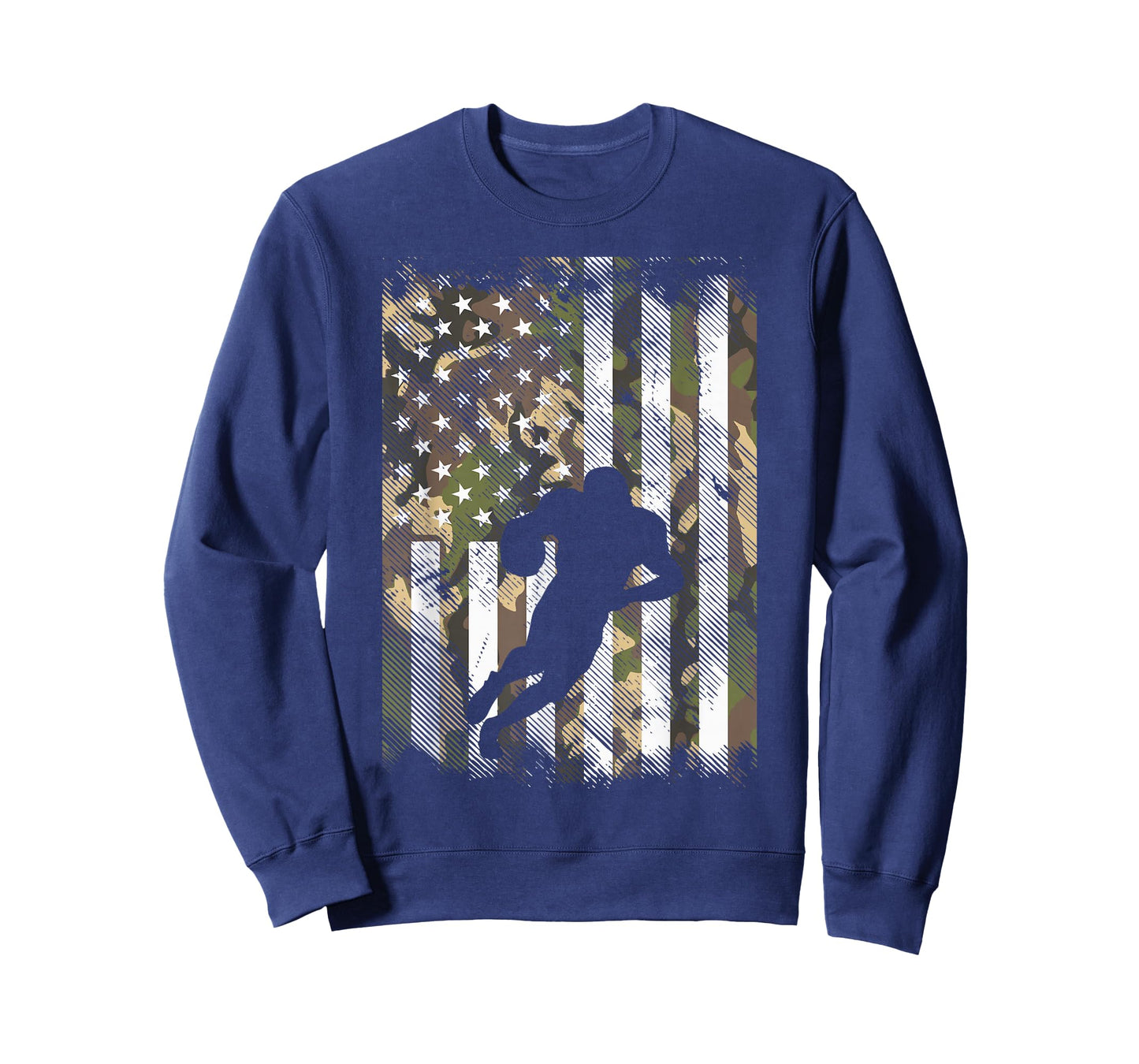 Camo US Flag American Football Player Vintage Patriotic T-Shirt