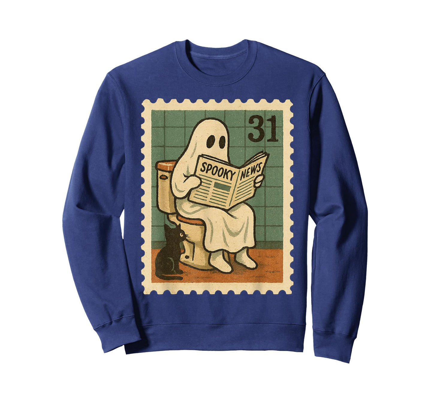 Funny Ghost Halloween Postage Stamp Design T-Shirt
