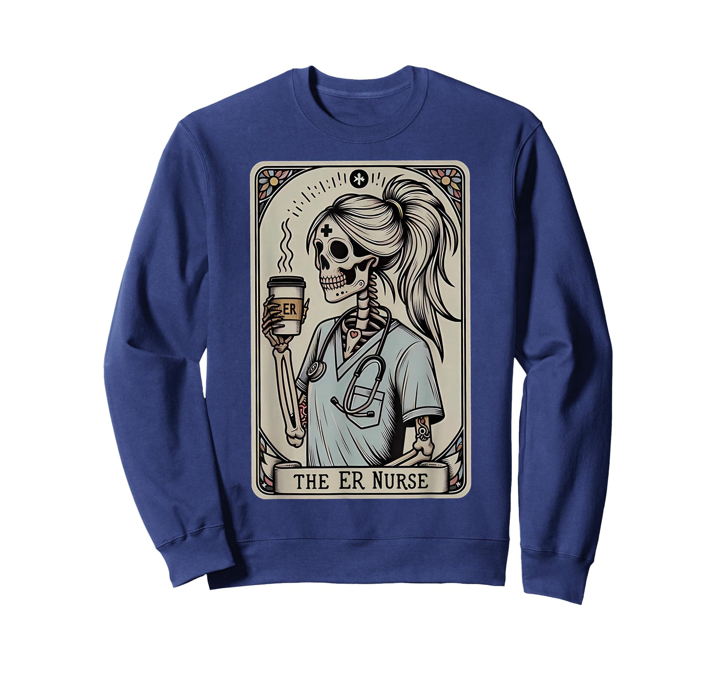 Skeleton Emergency Room Nurse Halloween Tarot Card Nursing T-Shirt
