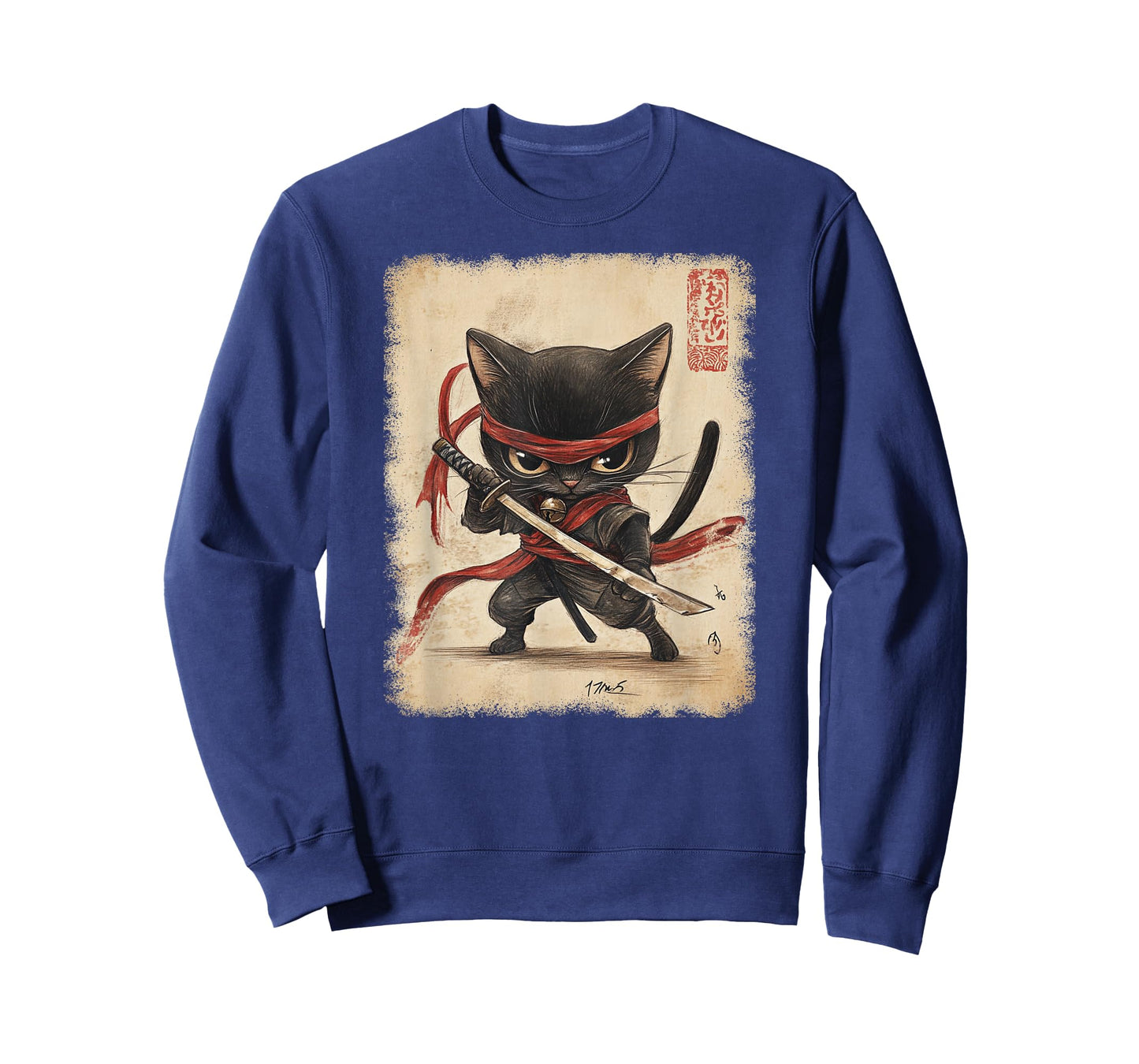 Japanese Samurai Kitten Kawaii Ninja Cat T-Shirt