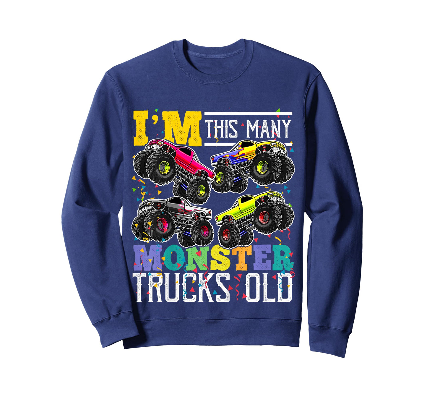 Kids I'm This Many Monster Trucks Old 4th Birthday Shirt Boy Gift T-Shirt