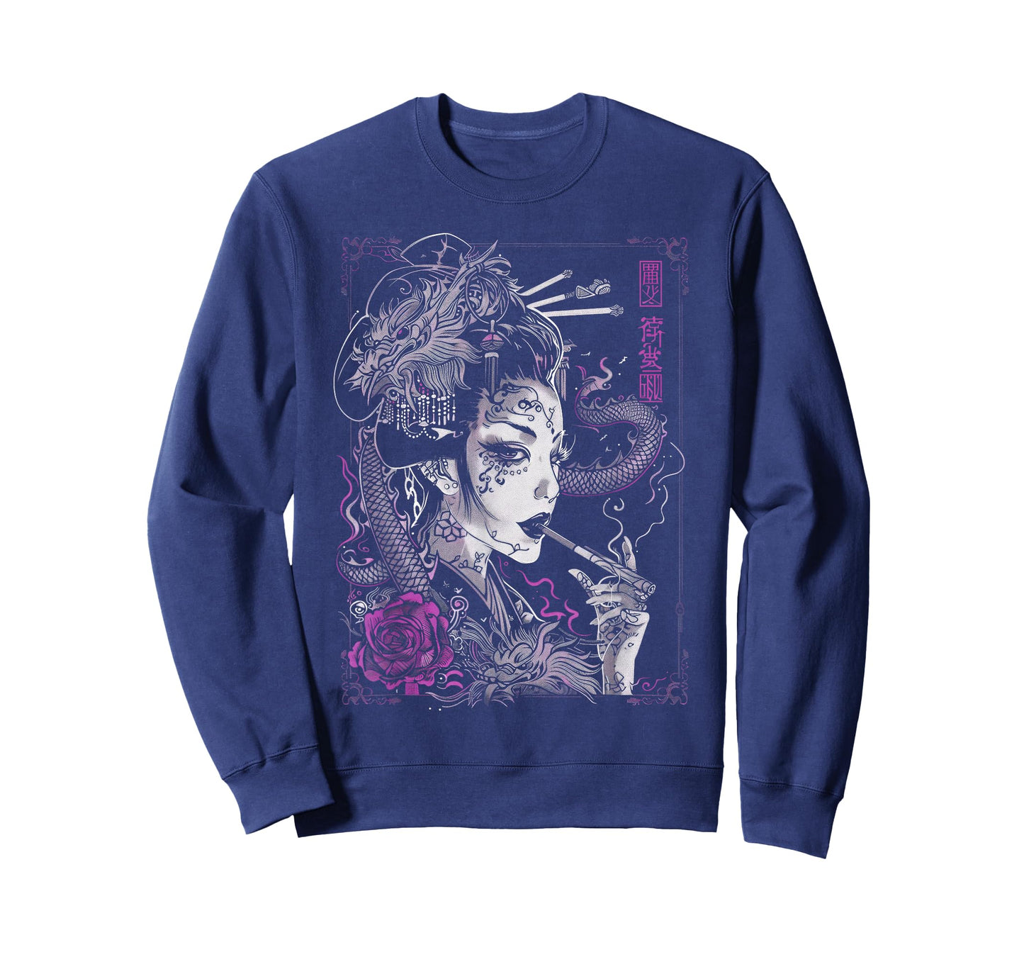 Anime Japanese Goth Cyberpunk City Geisha Art Vintage Purple T-Shirt
