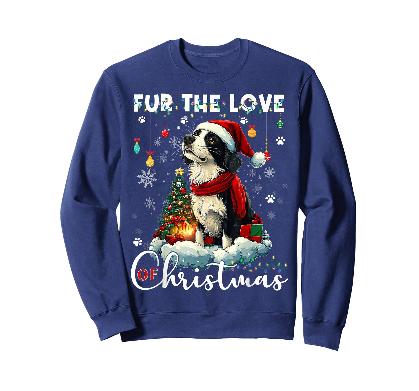 Border Collie Christmas Tree Decorations Dog Lover Xmas Men Women Kids T-Shirt