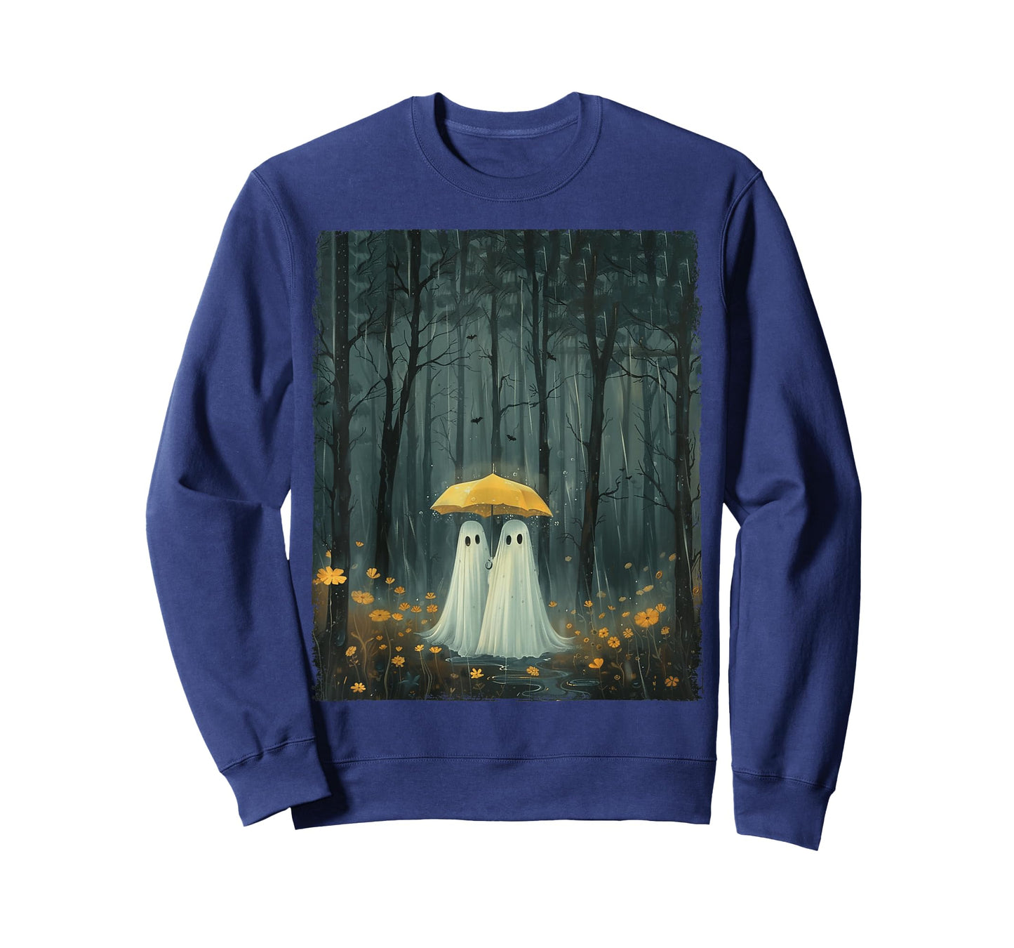 Floral Ghost Holds Umbrella Couple Spooky Season Women Men T-Shirt