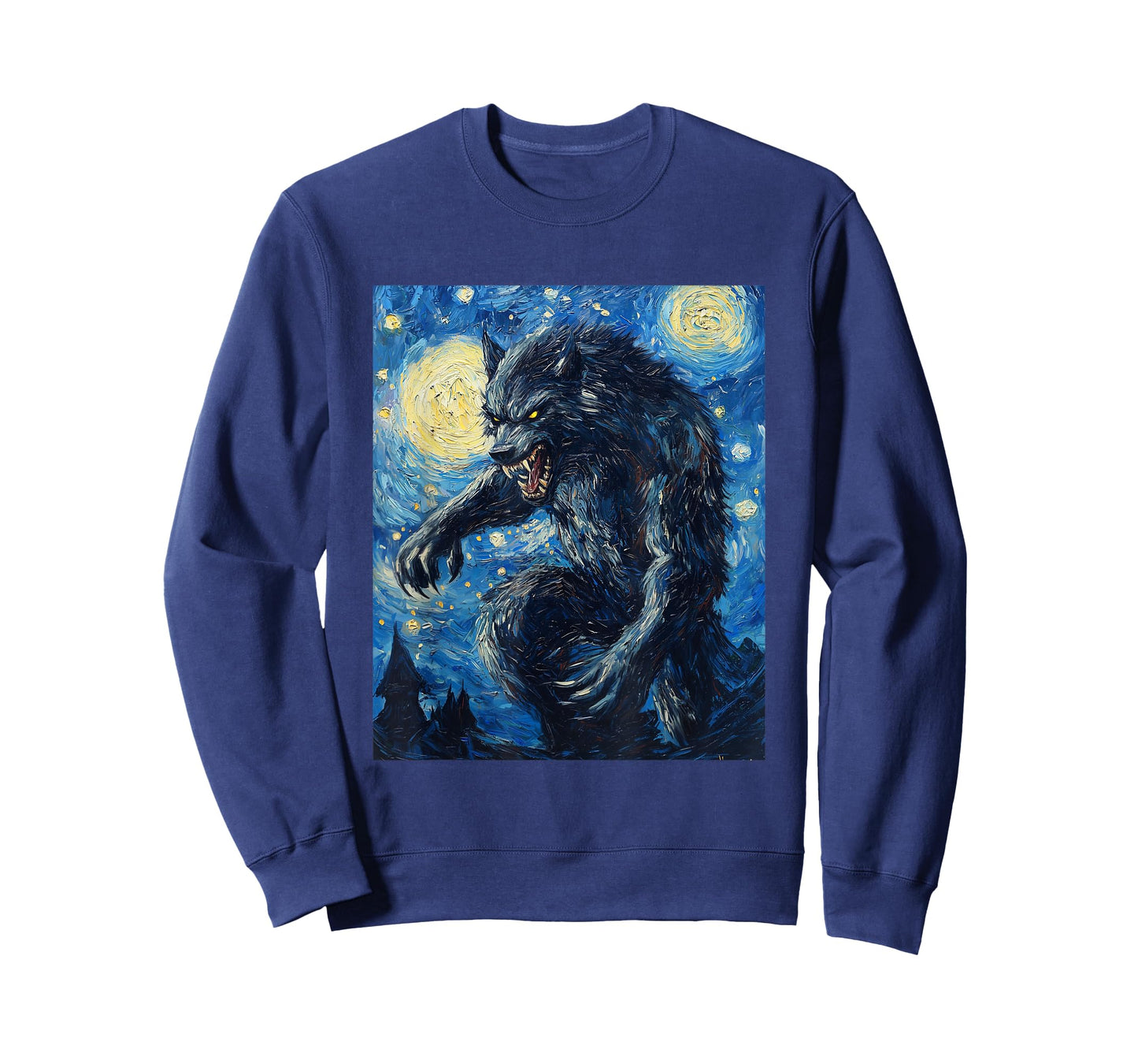 Werewolf Wolf Wolves - Van Gogh Style - Starry Night Graphic T-Shirt