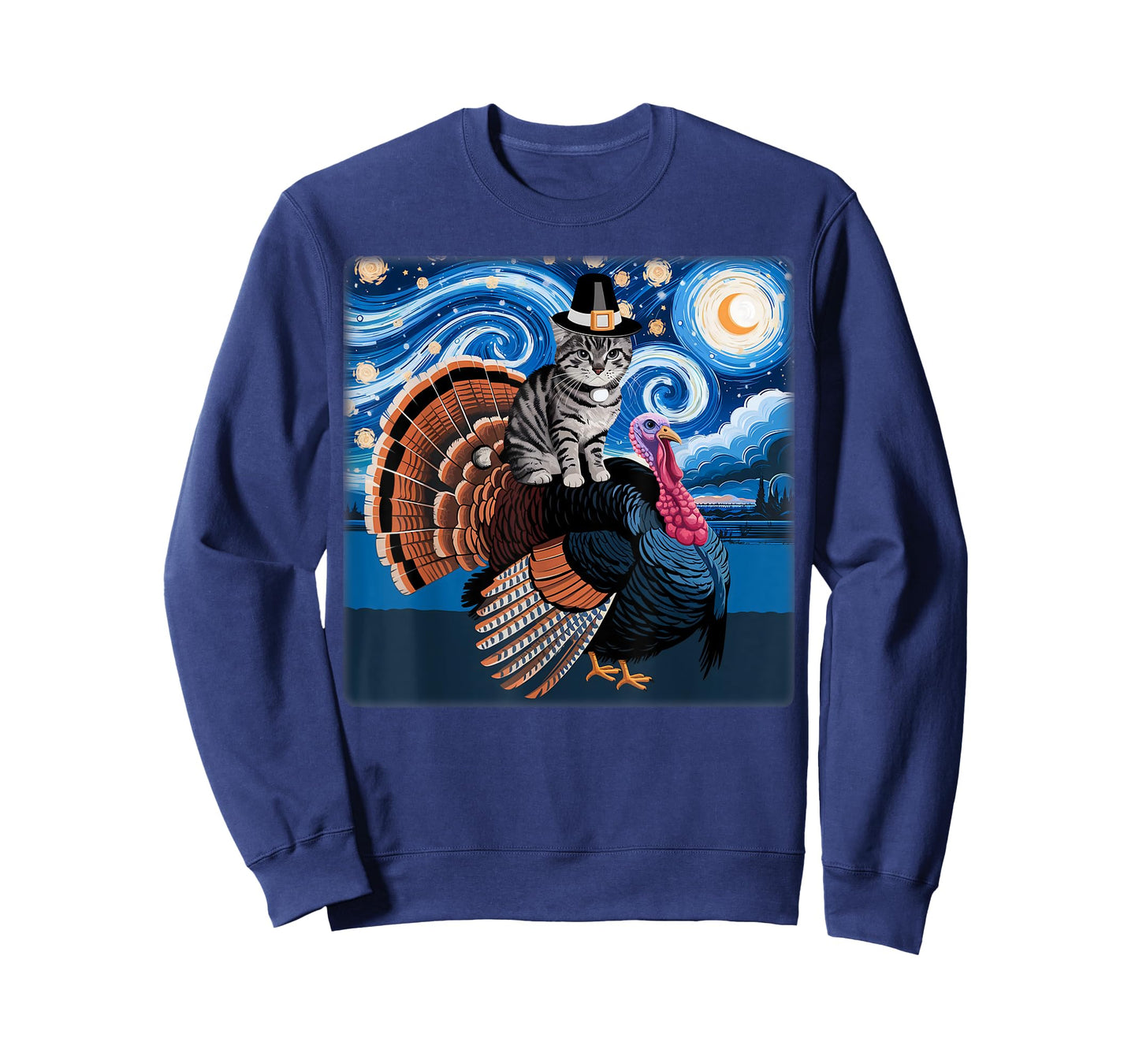 Thanksgiving Cat Pilgrim Turkey Custome Meow Cat Ride Turkey T-Shirt