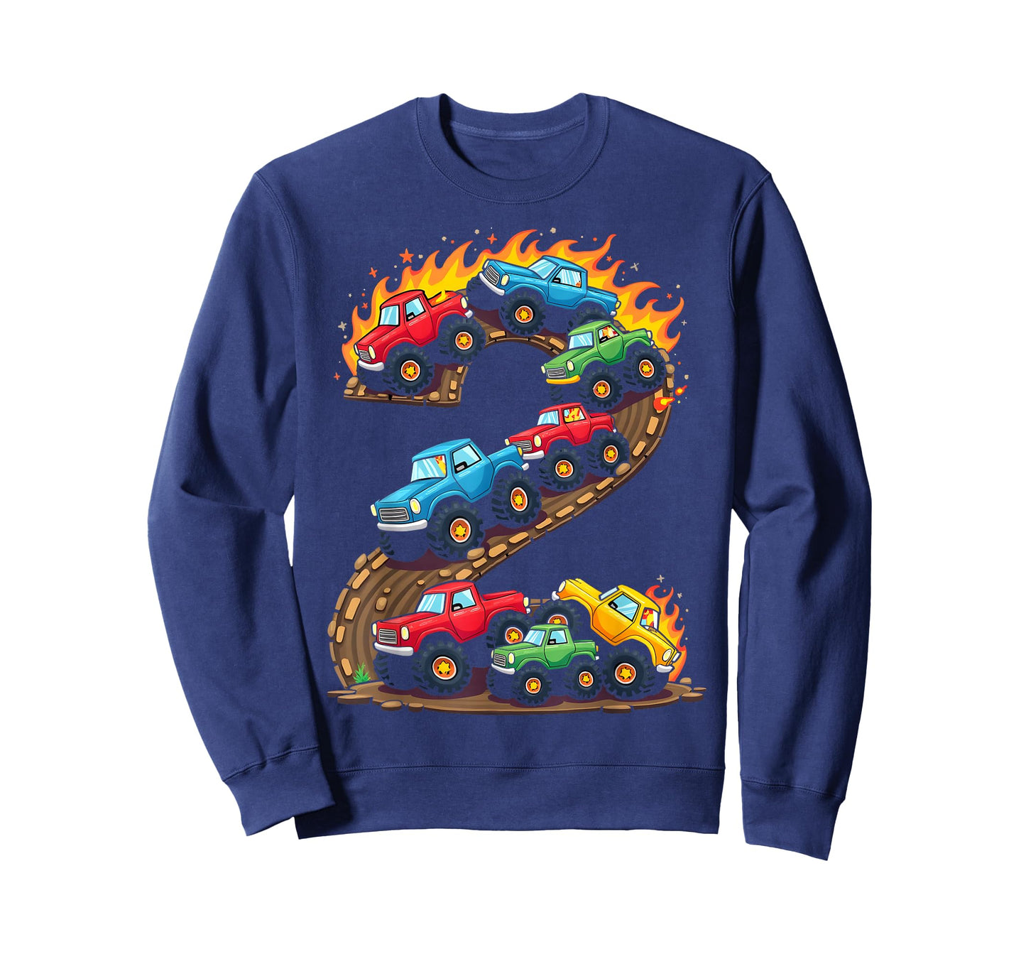 2 Year Old Monster Truck Boy Toddler 2nd Birthday Party T-Shirt