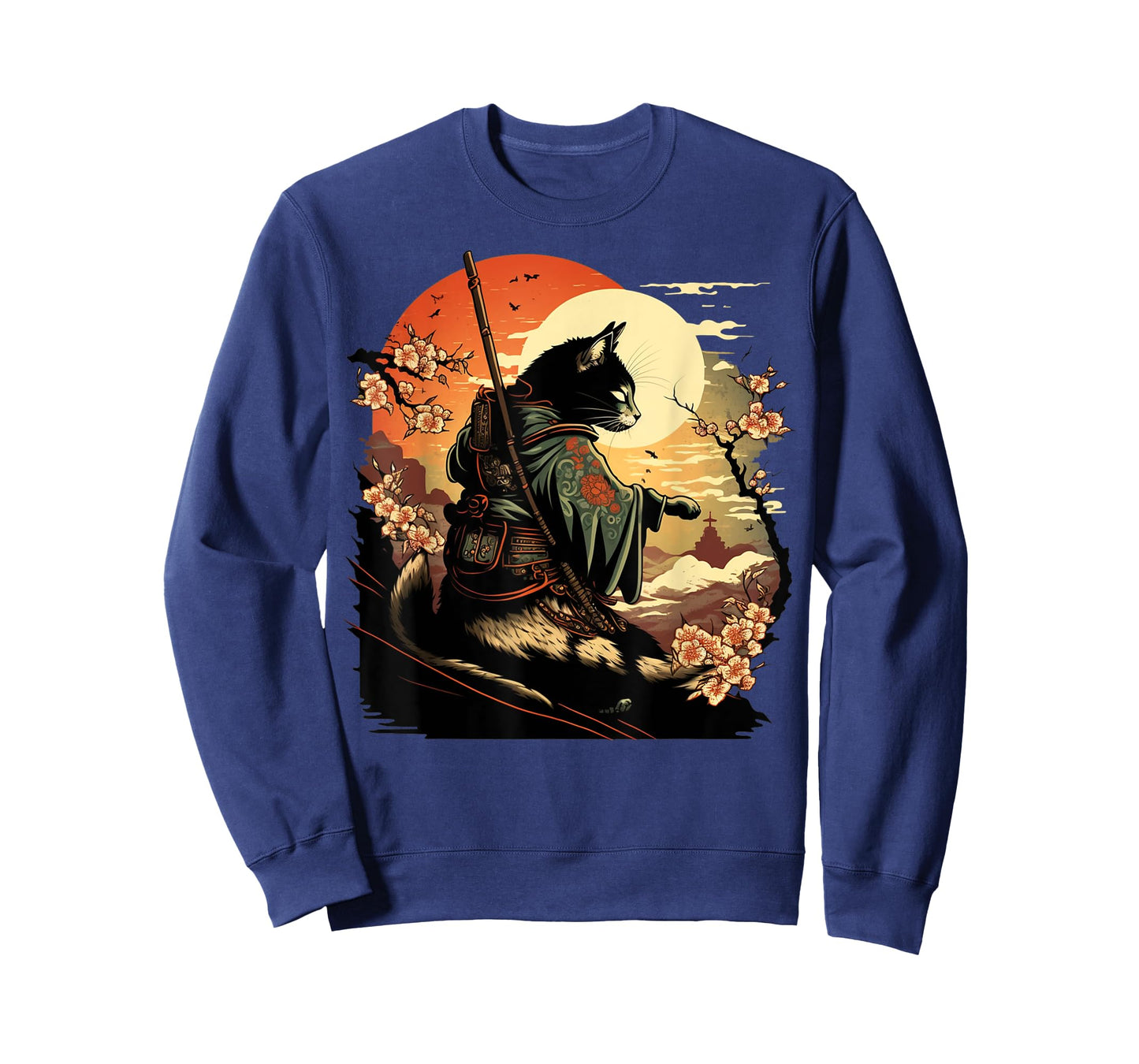 Japanese Art Cat Ninja Ukiyo-e Anime Style Samurai Cat T-Shirt