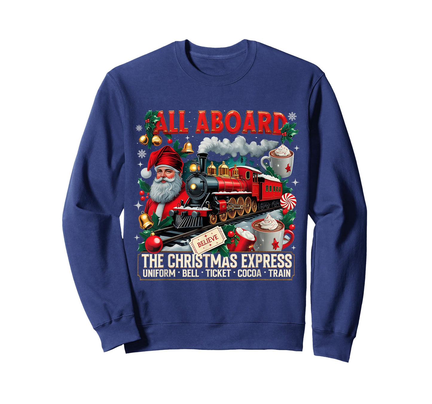 All Aboard The Christmas Express Train Santa Holiday T-Shirt