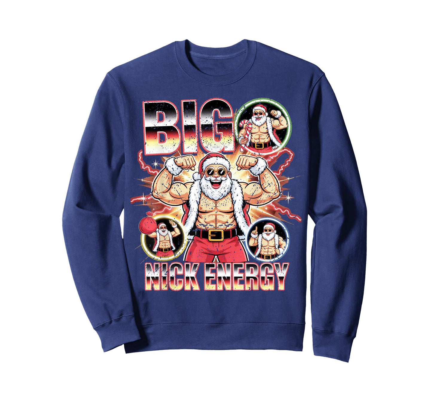 Big Nick Energy Santa Flexing Christmas Humor T-Shirt