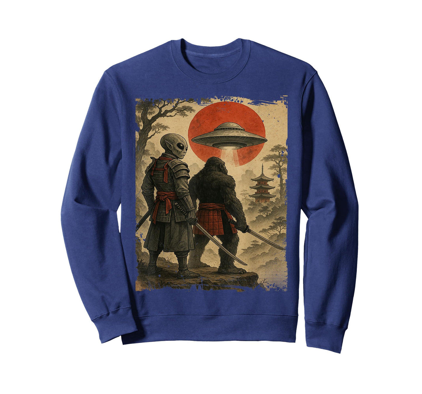 Bigfoot Ninja Alien Vintage Japanese Samurai Ukiyo-e Bigfoot T-Shirt