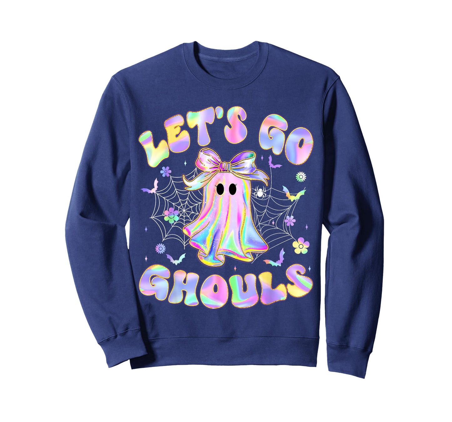 Halloween Lets Go Ghouls Ghost Retro Women Girl Kids Teen T-Shirt